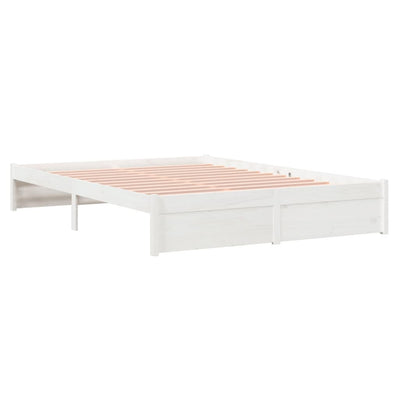 Bed Frame without Mattress White Solid Wood 150x200 cm