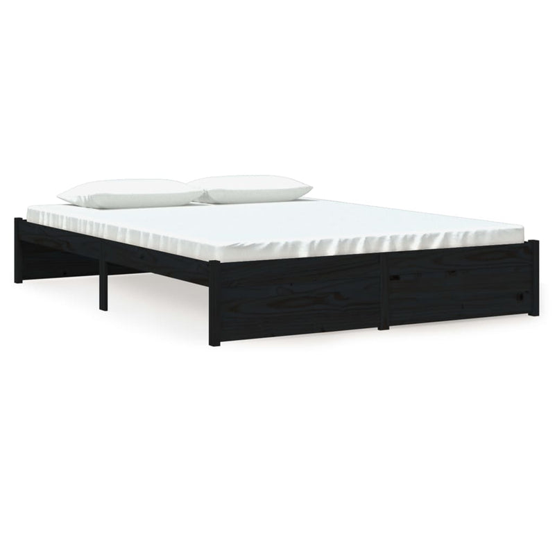 Bed Frame without Mattress Black Solid Wood 150x200 cm