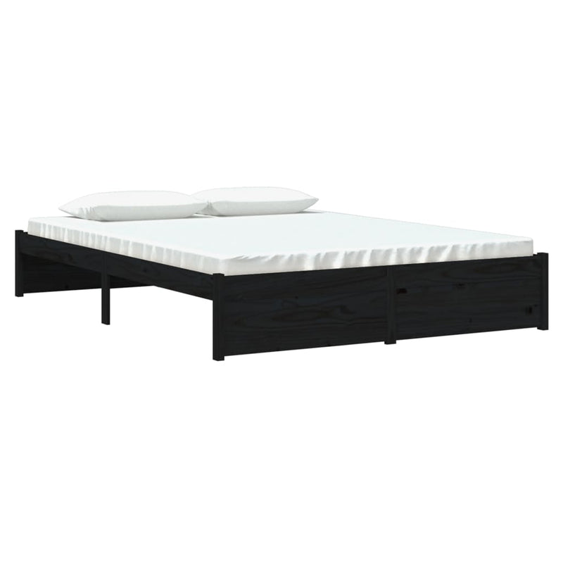 Bed Frame without Mattress Black Solid Wood 150x200 cm