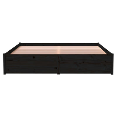 Bed Frame without Mattress Black Solid Wood 150x200 cm