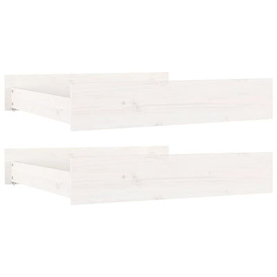 Bed Drawers 2 pcs White Solid Wood Pine