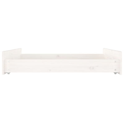 Bed Drawers 2 pcs White Solid Wood Pine