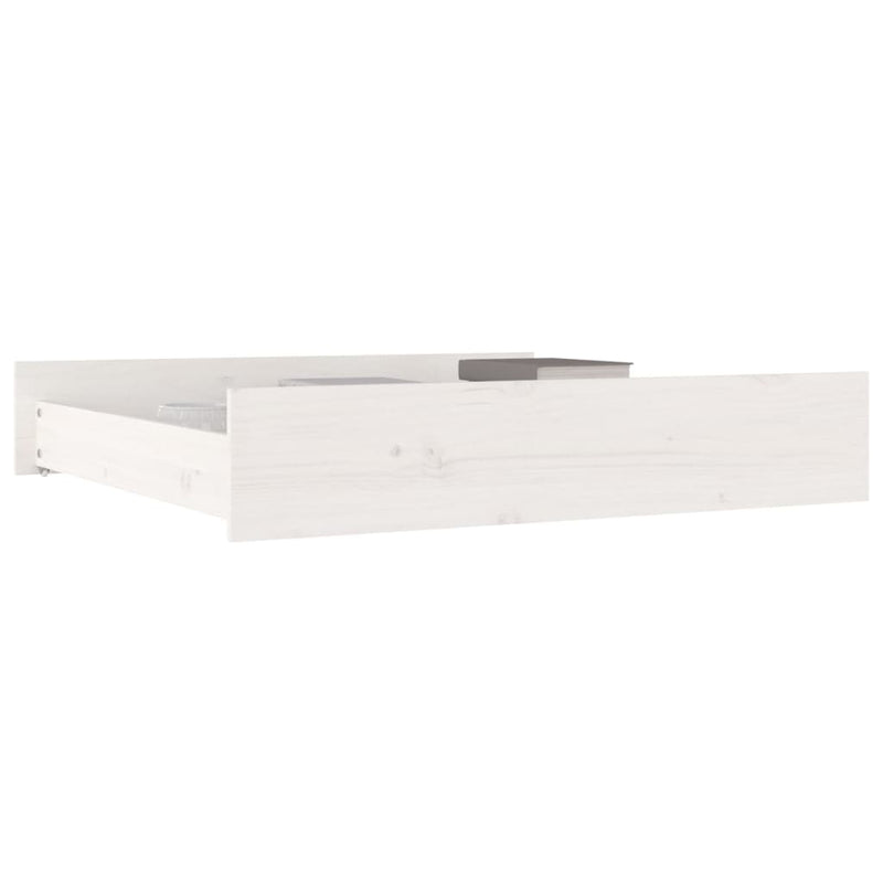 Bed Drawers 2 pcs White Solid Wood Pine