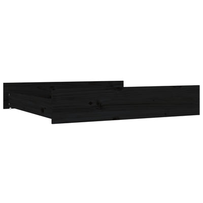 Bed Drawers 2 pcs Black Solid Wood Pine