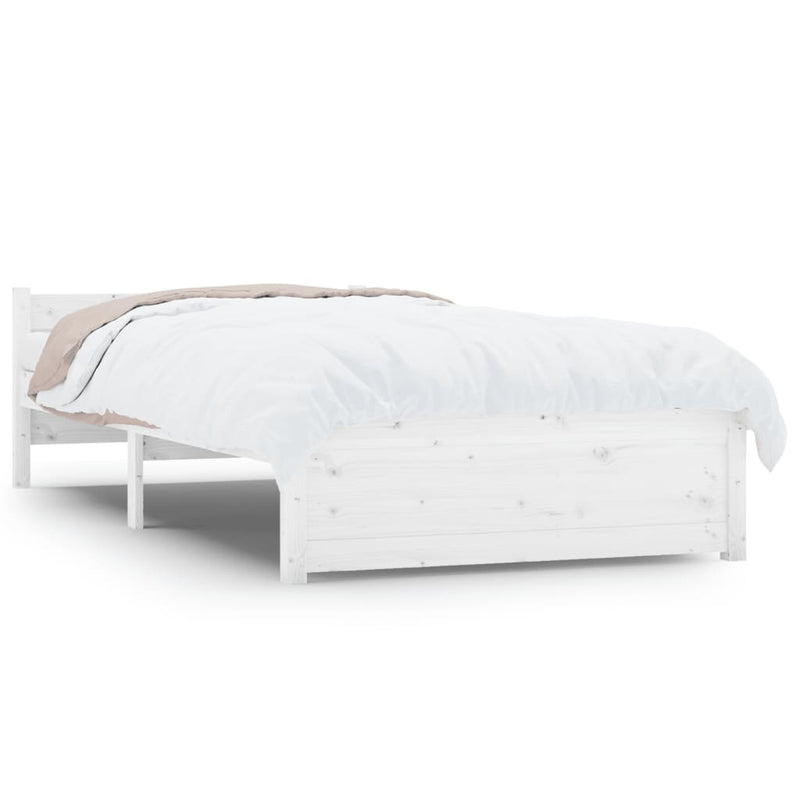 Bed Frame without Mattress White Solid Wood 90x190 cm