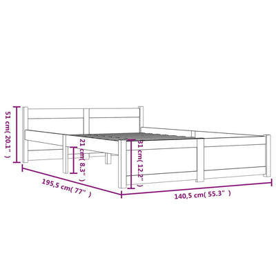 Bed Frame without Mattress Solid Wood 135x190 cm