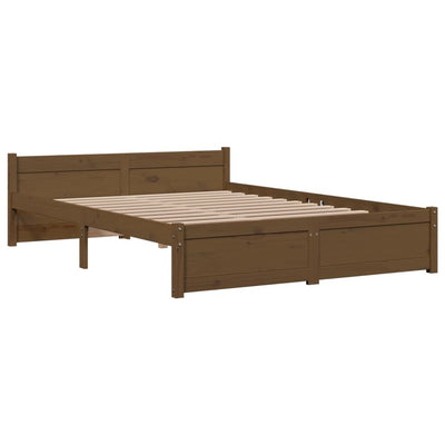 Bed Frame without Mattress Honey Brown Solid Wood 135x190 cm