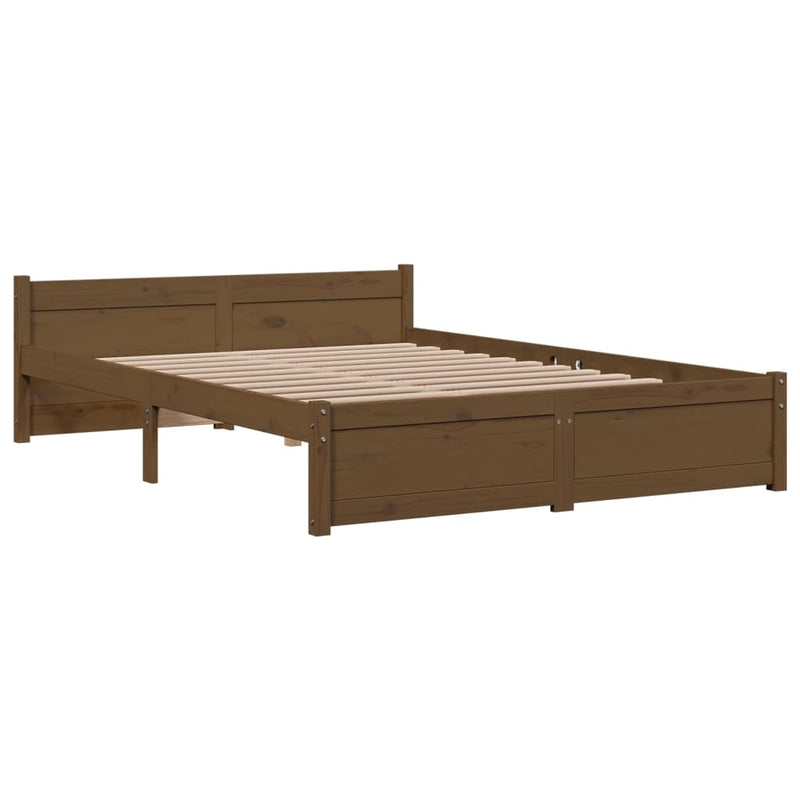 Bed Frame without Mattress Honey Brown Solid Wood 135x190 cm