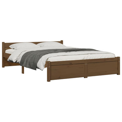 Bed Frame without Mattress Honey Brown Solid Wood 135x190 cm