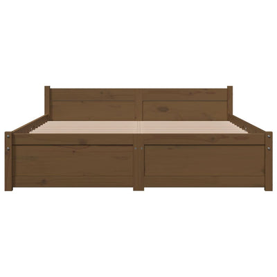 Bed Frame without Mattress Honey Brown Solid Wood 135x190 cm