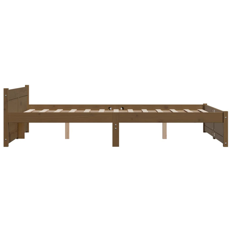 Bed Frame without Mattress Honey Brown Solid Wood 135x190 cm