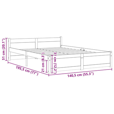 Bed Frame without Mattress Honey Brown Solid Wood 135x190 cm