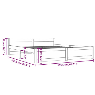 Bed Frame without Mattress White Solid Wood 150x200 cm