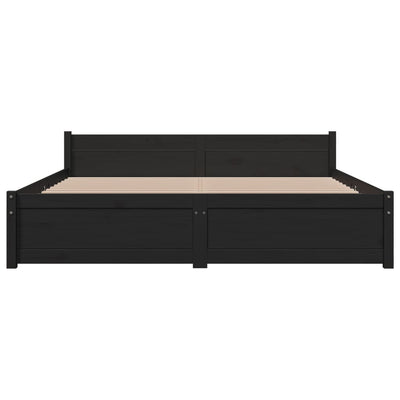 Bed Frame without Mattress Black Solid Wood 150x200 cm