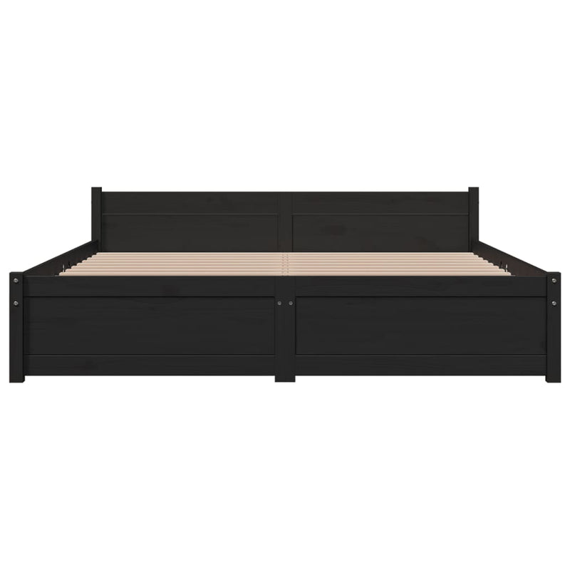 Bed Frame without Mattress Black Solid Wood 150x200 cm