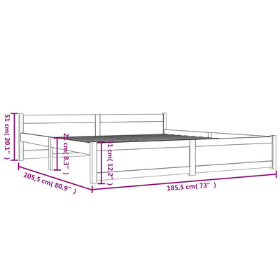 Bed Frame without Mattress Solid Wood 183x203 cm King