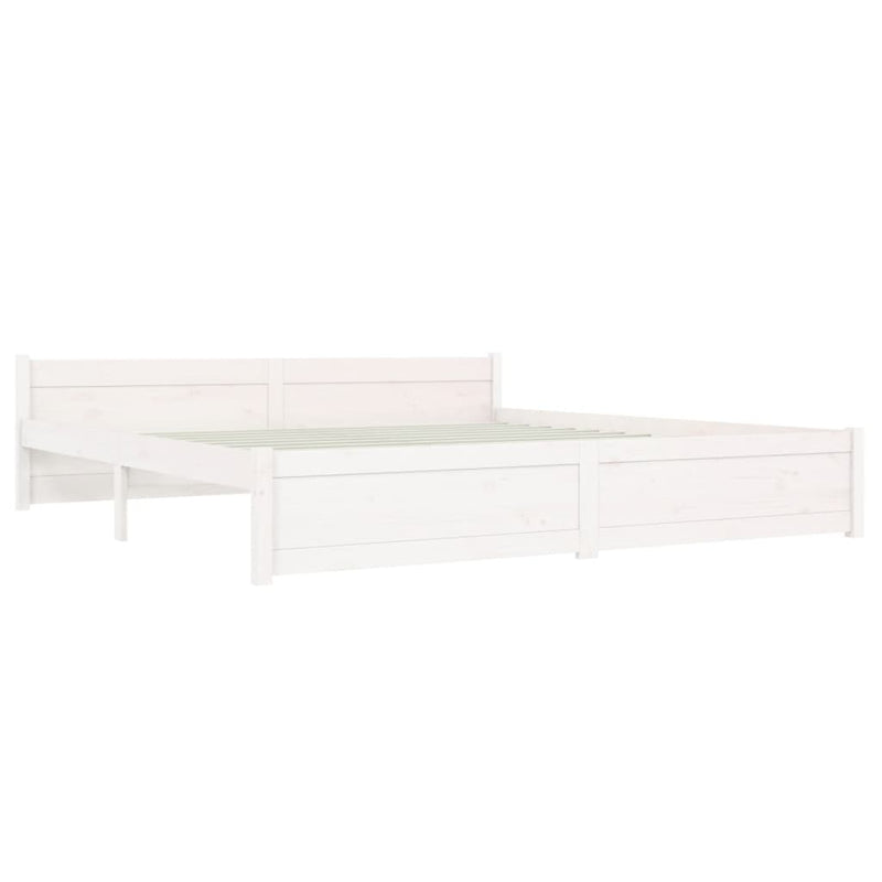 Bed Frame without Mattress White Solid Wood 183x203 cm King