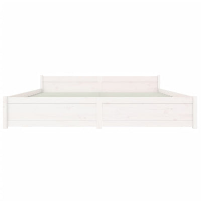 Bed Frame without Mattress White Solid Wood 183x203 cm King