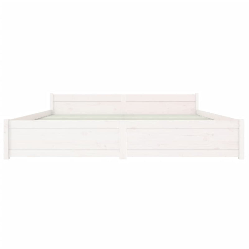 Bed Frame without Mattress White Solid Wood 183x203 cm King