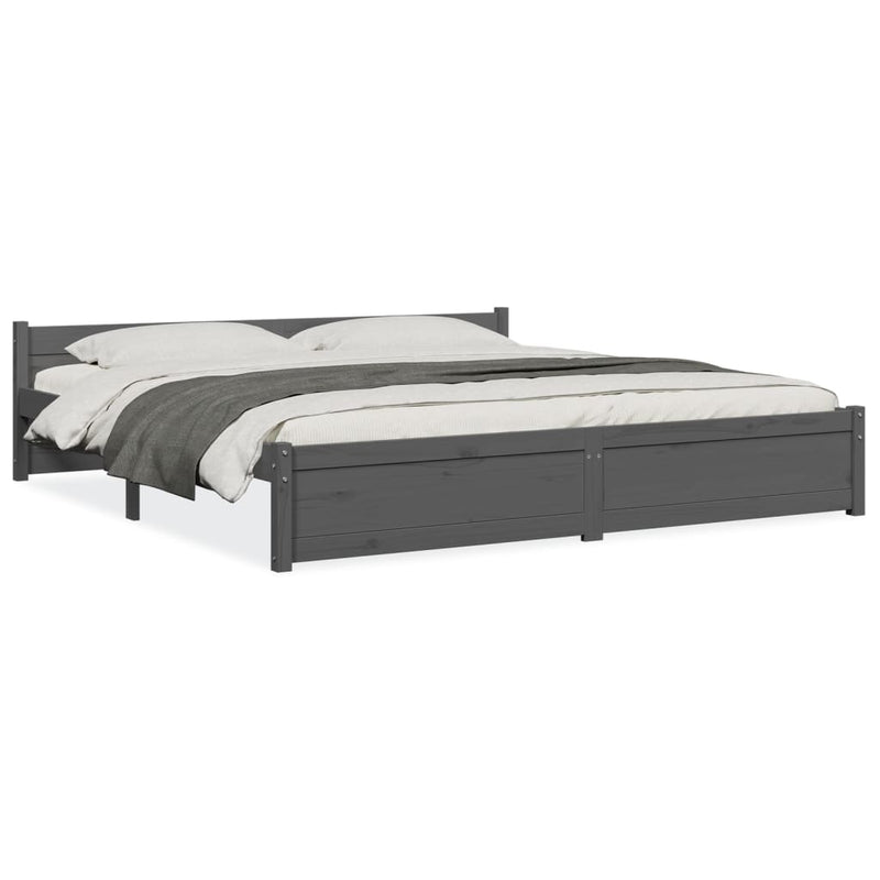 Bed Frame Grey Solid Wood 183x203 cm King Size