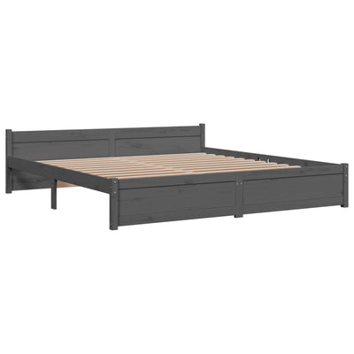 Bed Frame Grey Solid Wood 183x203 cm King Size