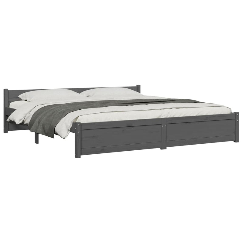 Bed Frame Grey Solid Wood 183x203 cm King Size