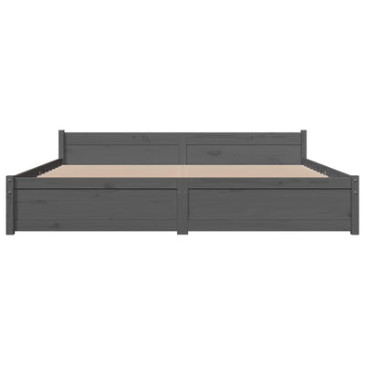 Bed Frame Grey Solid Wood 183x203 cm King Size