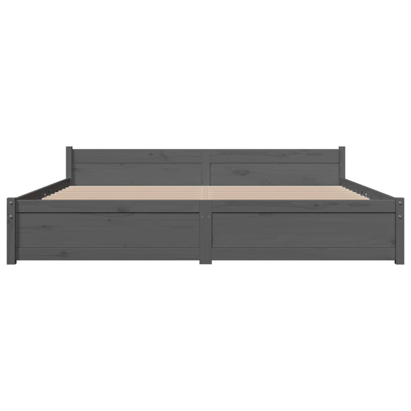 Bed Frame Grey Solid Wood 183x203 cm King Size