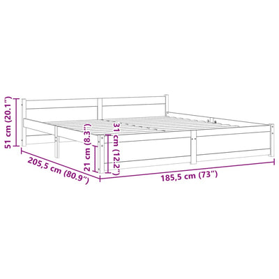 Bed Frame Grey Solid Wood 183x203 cm King Size