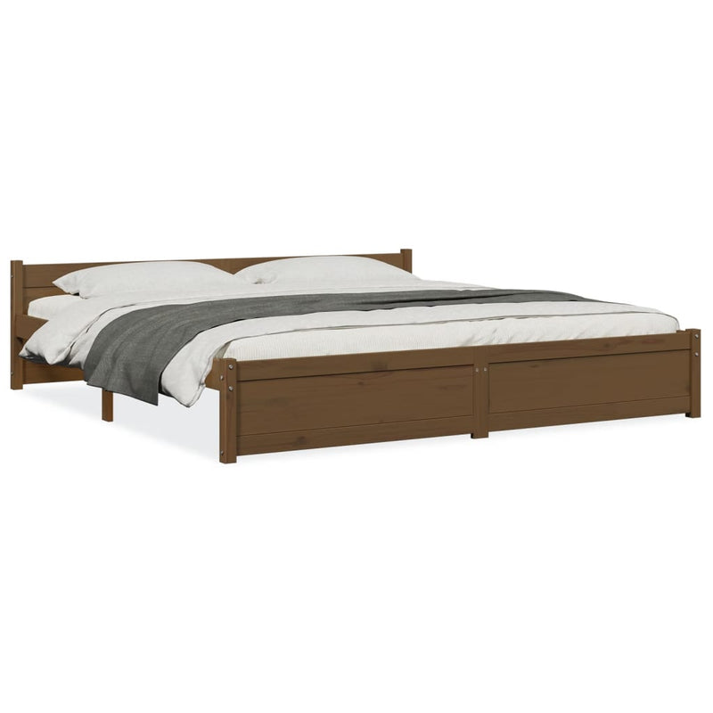 Bed Frame without Mattress Honey Brown Solid Wood 183x203 cm King