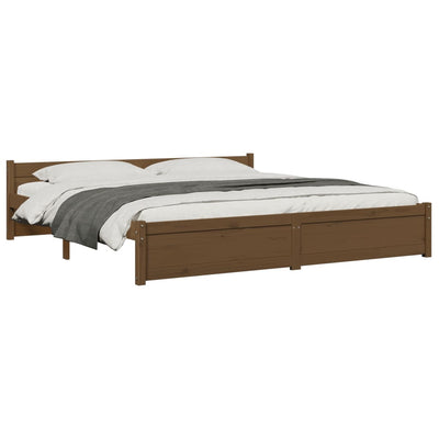 Bed Frame without Mattress Honey Brown Solid Wood 183x203 cm King