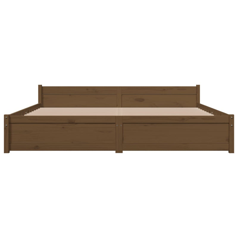 Bed Frame without Mattress Honey Brown Solid Wood 183x203 cm King