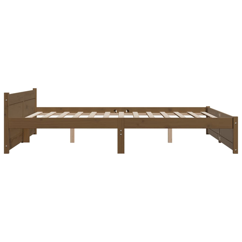 Bed Frame without Mattress Honey Brown Solid Wood 183x203 cm King