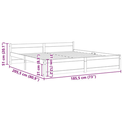 Bed Frame without Mattress Honey Brown Solid Wood 183x203 cm King