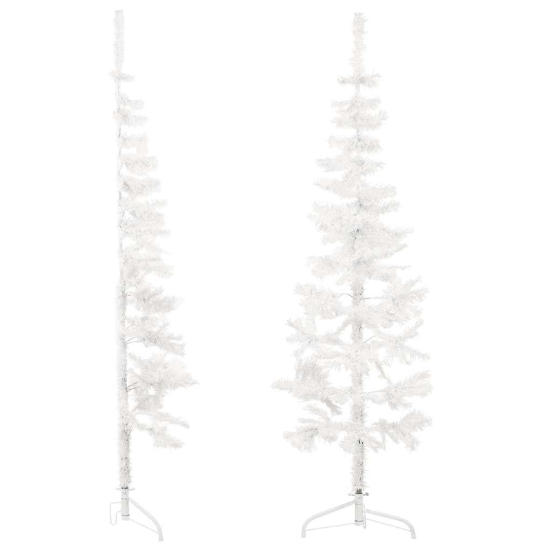 Slim Artificial Half Christmas Tree with Stand White 120 cm