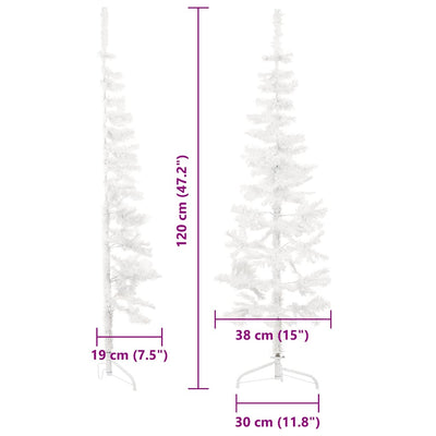 Slim Artificial Half Christmas Tree with Stand White 120 cm