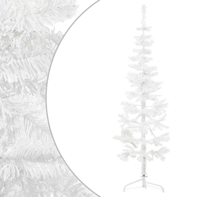 Slim Artificial Half Christmas Tree with Stand White 150 cm