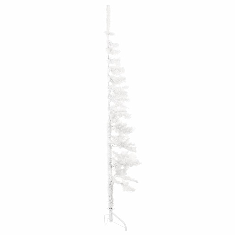 Slim Artificial Half Christmas Tree with Stand White 150 cm