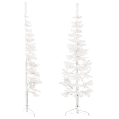 Slim Artificial Half Christmas Tree with Stand White 150 cm