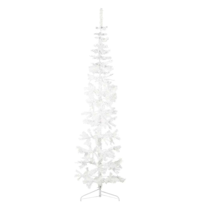 Slim Artificial Half Christmas Tree with Stand White 240 cm