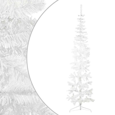 Slim Artificial Half Christmas Tree with Stand White 240 cm