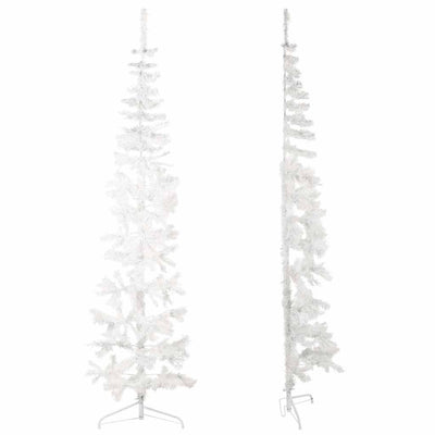 Slim Artificial Half Christmas Tree with Stand White 240 cm