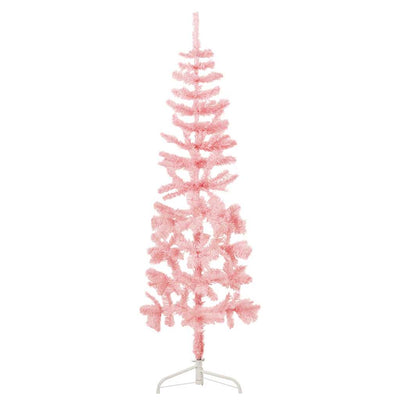 Slim Artificial Half Christmas Tree with Stand Pink 120 cm