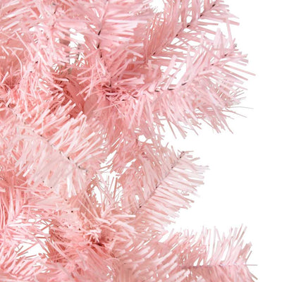 Slim Artificial Half Christmas Tree with Stand Pink 210 cm