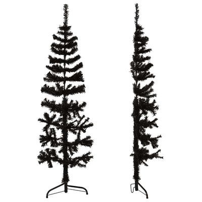 Slim Artificial Half Christmas Tree with Stand Black 150 cm