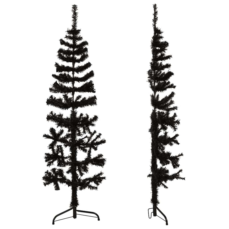 Slim Artificial Half Christmas Tree with Stand Black 150 cm