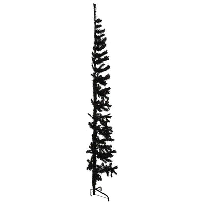 Slim Artificial Half Christmas Tree with Stand Black 210 cm