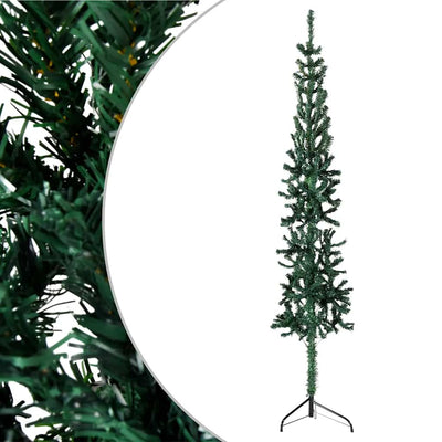 Slim Artificial Half Christmas Tree with Stand Green 120 cm