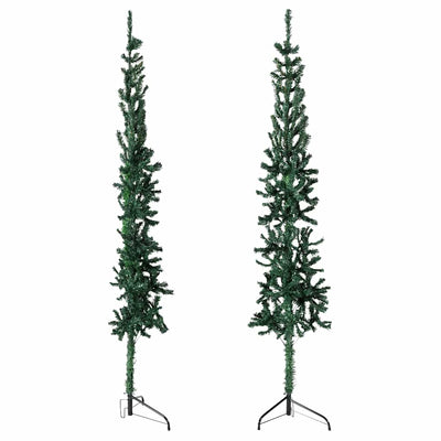 Slim Artificial Half Christmas Tree with Stand Green 120 cm