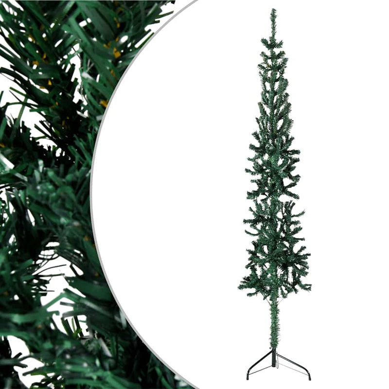 Slim Artificial Half Christmas Tree with Stand Green 150 cm